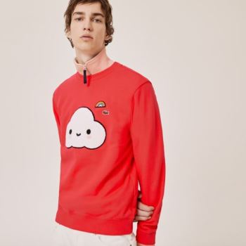 Lacoste Lacoste x FriendsWithYou Print Sweatshirt - Mikiny Pánské Červené | CZ-kkUekC